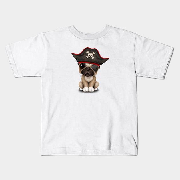 Cute Pug Puppy Pirate Kids T-Shirt by jeffbartels